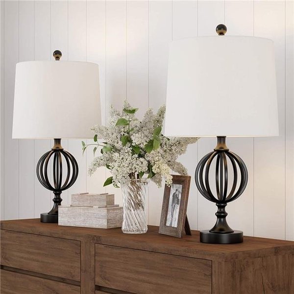 Lavish Home Lavish Home 72-LMPST2-1 Openwork Iron Orb Lights; Bulbs & Shades Table Lamps - Set of 2 72-LMPST2-1